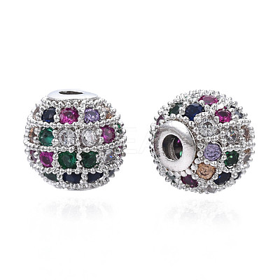 Rack Plating Brass Cubic Zirconia Beads ZIRC-S001-8mm-C03-1