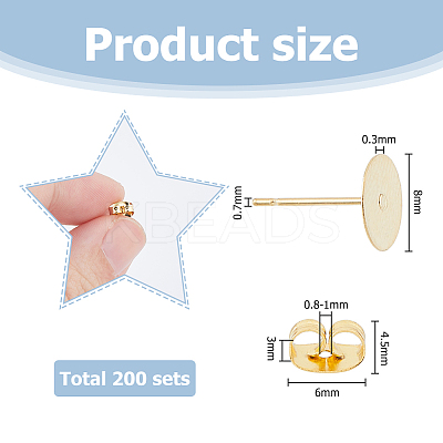 200Pcs 304 Stainless Steel Stud Earring Findings STAS-HS0001-19A-1