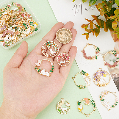 32Pcs 8 Style Alloy Enamel Pendants ENAM-SC0002-59-1