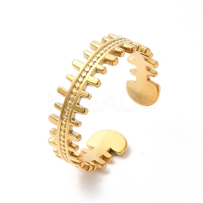 Ion Plating(IP) 304 Stainless Steel Zipper Shape Open Cuff Ring for Women RJEW-K245-36G-1