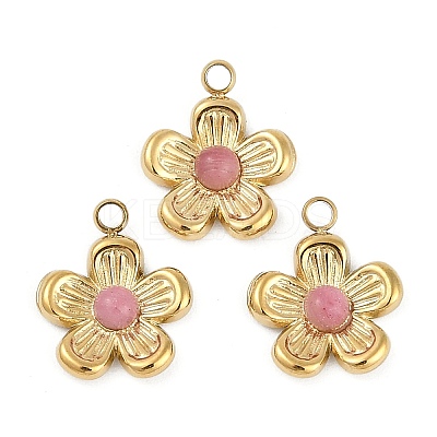 Natural Rhodonite Flower Charms STAS-I325-143G-04-1