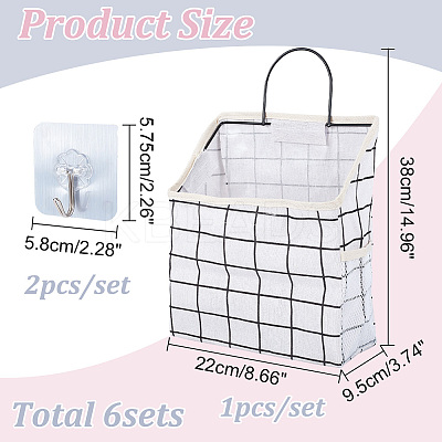 Tartan Pattern Polycotton Bedside Caddy for Student Dorm AJEW-WH0348-11-1