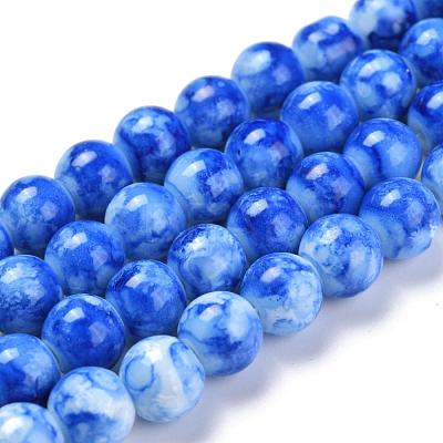 Opaque Spray Painted Glass Beads Strands GLAA-WH0015-43J-1