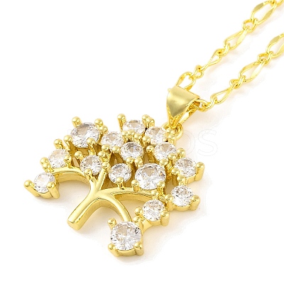 Brass Pave Clear Cubic Zirconia Pendant Necklaces for Women NJEW-S430-03G-02-1