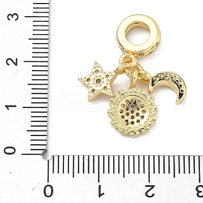 Brass Micro Pave Blue and Clear Cubic Zirconia European Dangle Charms KK-A282-22G-1