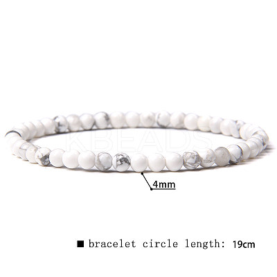 4mm Round Natural & Synthetic Mixed Gemstone Beads Bracelet for Men KG3069-M-1