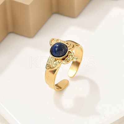Natural Lapis Lazuli Finger Rings RJEW-K290-04G-1