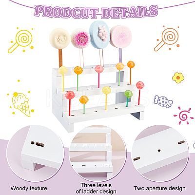3-Tier Natural Wood Lollipop Display Risers ODIS-WH0030-56-1