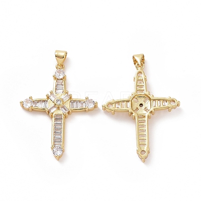 Brass Cubic Zirconia Pendants ZIRC-I062-04G-1