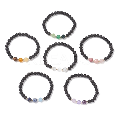 Natural & Synthetic Mixed Gemstone Beads Stretch Bracelets for Women BJEW-JB13202-1