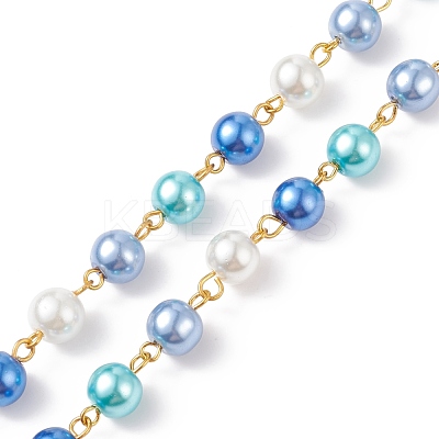 5Pcs 5 Color Handmade Glass Pearl Beaded Chain AJEW-JB01134-1