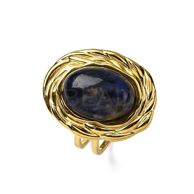 Oval Natural Sodalite Finger Rings RJEW-M063-01G-09-1