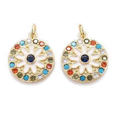 Real 18K Gold Plated Brass Micro Pave Cubic Zirconia Pendants ZIRC-M114-51G-01-1
