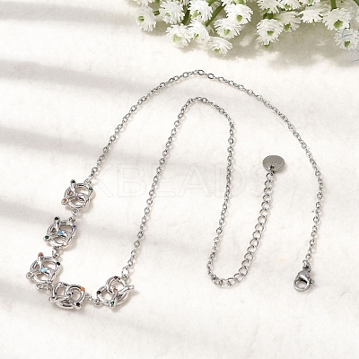 Brass Micro Pave Cubic Zirconia Knot Pendant Necklaces NJEW-B157-08P-02-1