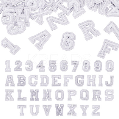 36Pcs 2 Sets 2 Styles Letter A~Z & Number 0~9 Polyester Embroidery Sew On Patches Sets PATC-TA0001-55F-1