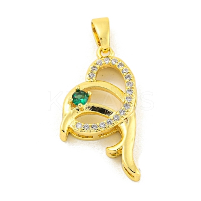 Brass Micro Pave Clear Cubic Zirconia Pendants KK-P263-05B-G-1