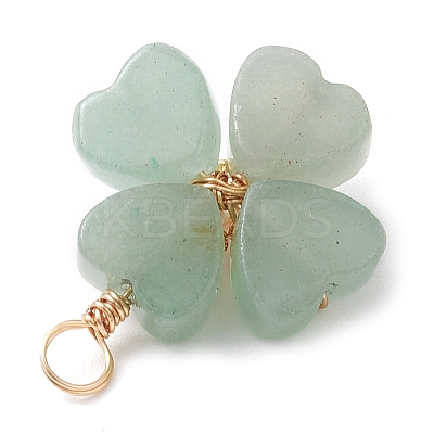 Natural Green Aventurine Clover Pendants PALLOY-JF03180-02-1