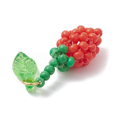 Glass Seed Beaded Rose Pendants PALLOY-MZ00627-04-1
