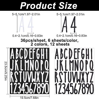 12 Sheets 2 Colors PVC Self-adhesive Label Stickers DIY-HY0001-01-1