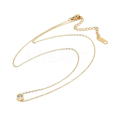 Ion Plating(IP) 304 Stainless Steel Cubic Zirconia Hexagon Pendant Cable Chain Necklaces NJEW-P320-16G-02-1