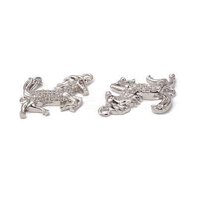 Brass Micro Pave Clear Cubic Zirconia Connector Charms KK-E068-VB019-1