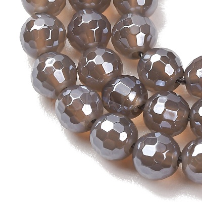Electroplated Natural Agate Beads Strands G-B191-A07-6mm-05-1