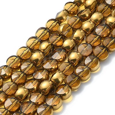 Half Plated Electroplate Transparent Glass Beads Strands EGLA-E060-02A-HP06-1