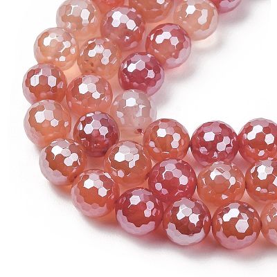 Electroplated Natural Agate Beads Strands G-B191-A07-10mm-15-1