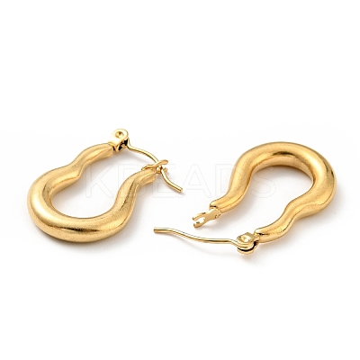 Ion Plating(IP) 304 Stainless Steel Twist Oval Hoop Earrings for Women EJEW-G293-07G-1
