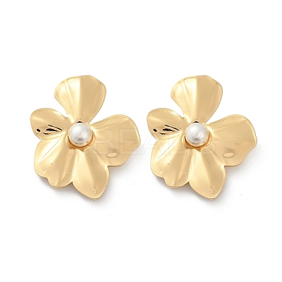 304 Stainless Steel ABS Plastic Pearl Stud Earrings for Women EJEW-U046-12B-G-1