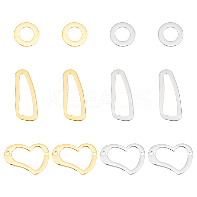 12Pcs 6 Style 304 Stainless Steel Linking Rings STAS-UN0040-39-1