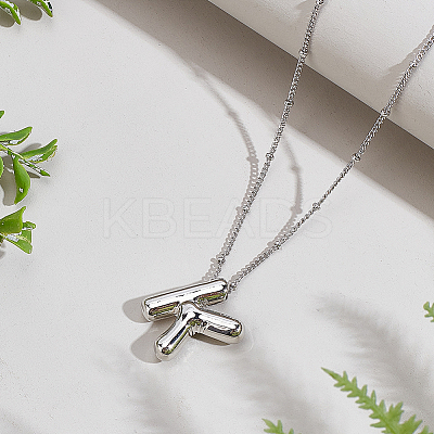 1pc Brass Chain with Alloy Letter Pendants Necklaces NJEW-LP0001-41K-P-1