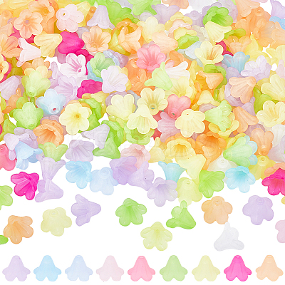 500Pcs 10 Colors Acrylic Bead Caps TACR-SP0001-08-1