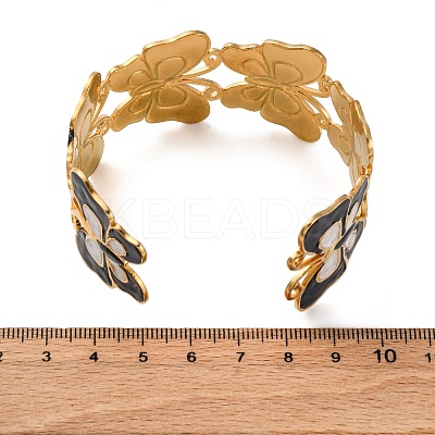 304 Stainless Steel Enamel Cuff Bangles for Women LS-BJEW-P347-01G-C-1