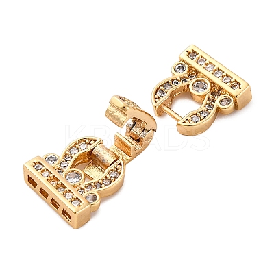 Brass Micro Pave Clear Cubic Zirconia Fold Over Clasps KK-P291-16G-1