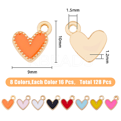 128Pcs 8 Colors Alloy Enamel Charms ENAM-HY0002-97-1