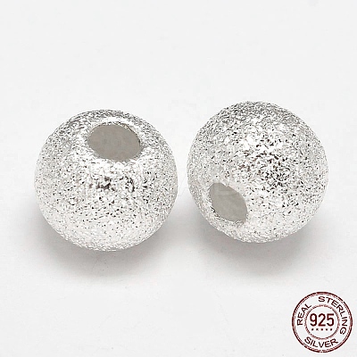 Round 925 Sterling Silver Textured Beads STER-F012-23G-1
