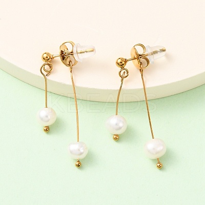 304 Stainless Steel Round Tassel Stud Earrings EJEW-K268-89G-1