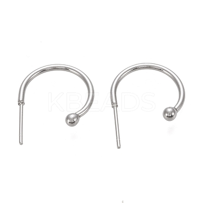 Tarnish Resistant 304 Stainless Steel C-shaped Hoop Circle Ball Stud Earrings STAS-K204-04P-1