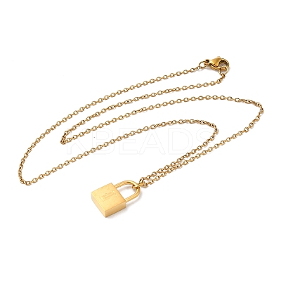 304 Stainless Steel Rolo Chain Pendant Necklaces NJEW-S444-01G-12-1