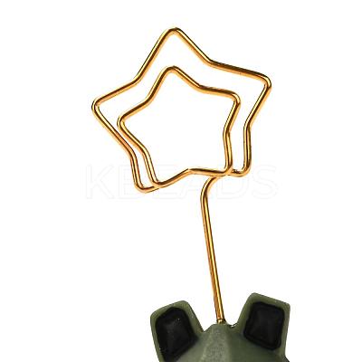 Frog Metal Name Card Holder AJEW-G029-03-1