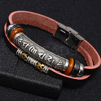 Leather Cord Multi-strand Bracelets BJEW-F352-13M-1