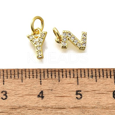26Pcs Brass Micro Pave Cubic Zirconia Charms KK-R218-10G-1