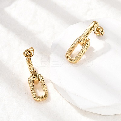 304 Stainless Steel Oval Dangle Stud Earrings EJEW-K268-41G-1