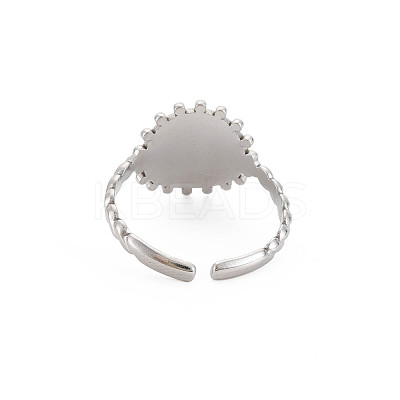 Non-Tarnish 304 Stainless Steel Flat Round with Initial Letter Open Cuff Ring for Men Women RJEW-S405-246P-O-1