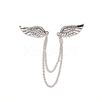 Men's Crystal Wings Scarf Collar Brooch Lapel Pin JEWB-WH0022-22B-1