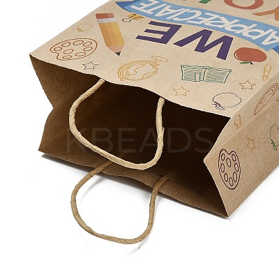 Teachers' Day Printed Kraft Paper Gift Tote Bags ABAG-K005-02-1