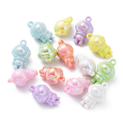 UV Plating Rainbow Iridescent Acrylic Pendants OACR-F008-02-1