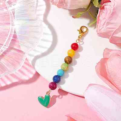Alloy Enamel Heart Pendant Decorations HJEW-JM01507-04-1