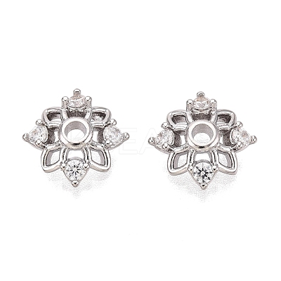 Brass Micro Pave Clear Cubic Zirconia Bead Caps KK-Q071-10P-02-1